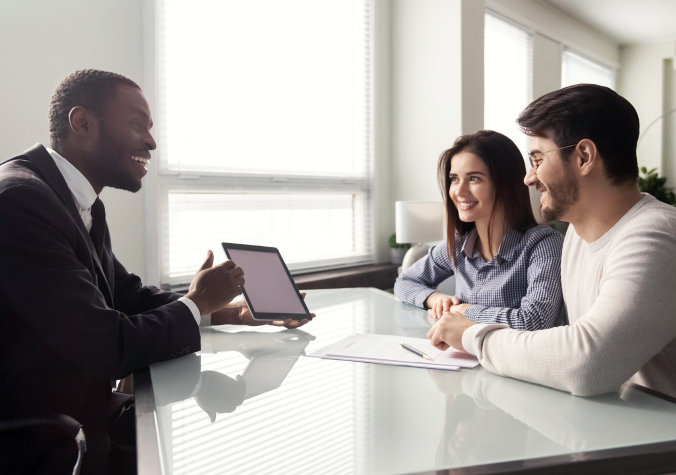 a group of people talking